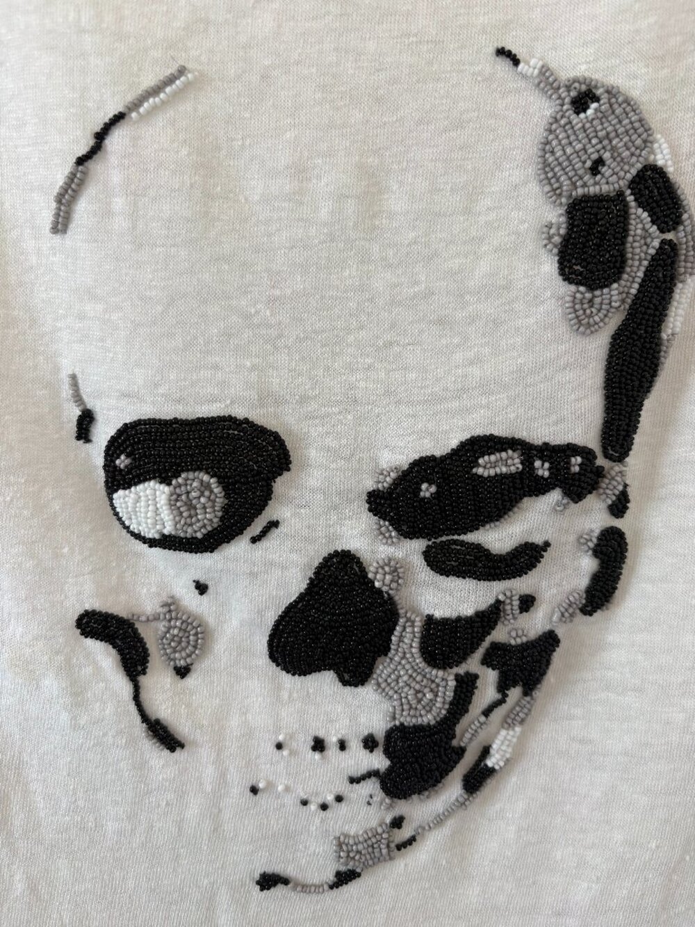 Embroidered Skull White Women's Top from Parisian Small Shop (S)